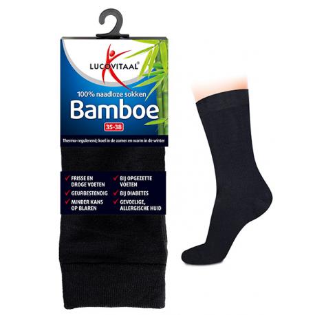 Bamboe sok lang zwart maat 39-42