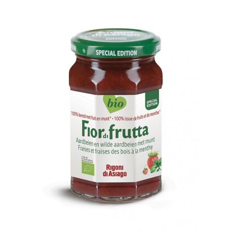 Aardbeien en wilde aardbeien met munt jam bio