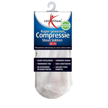 Koper compressie steunsok maat 36-41 wit