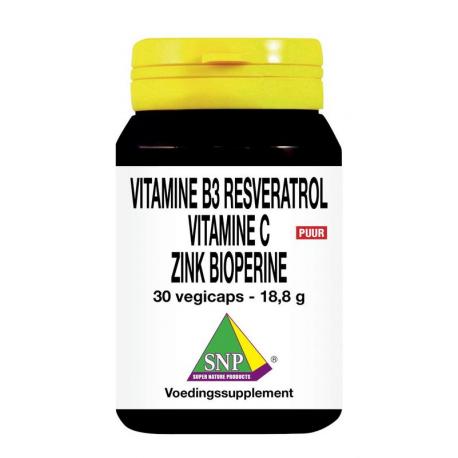 Vitamine B3 resveratrol gebufferde vitamine C zink