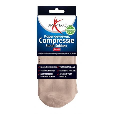 Koper compressie sok maat 36-41 huidskleur