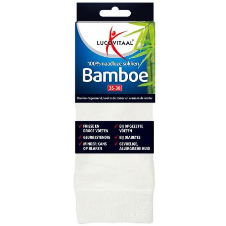 Bamboe sok lang wit maat 35-38